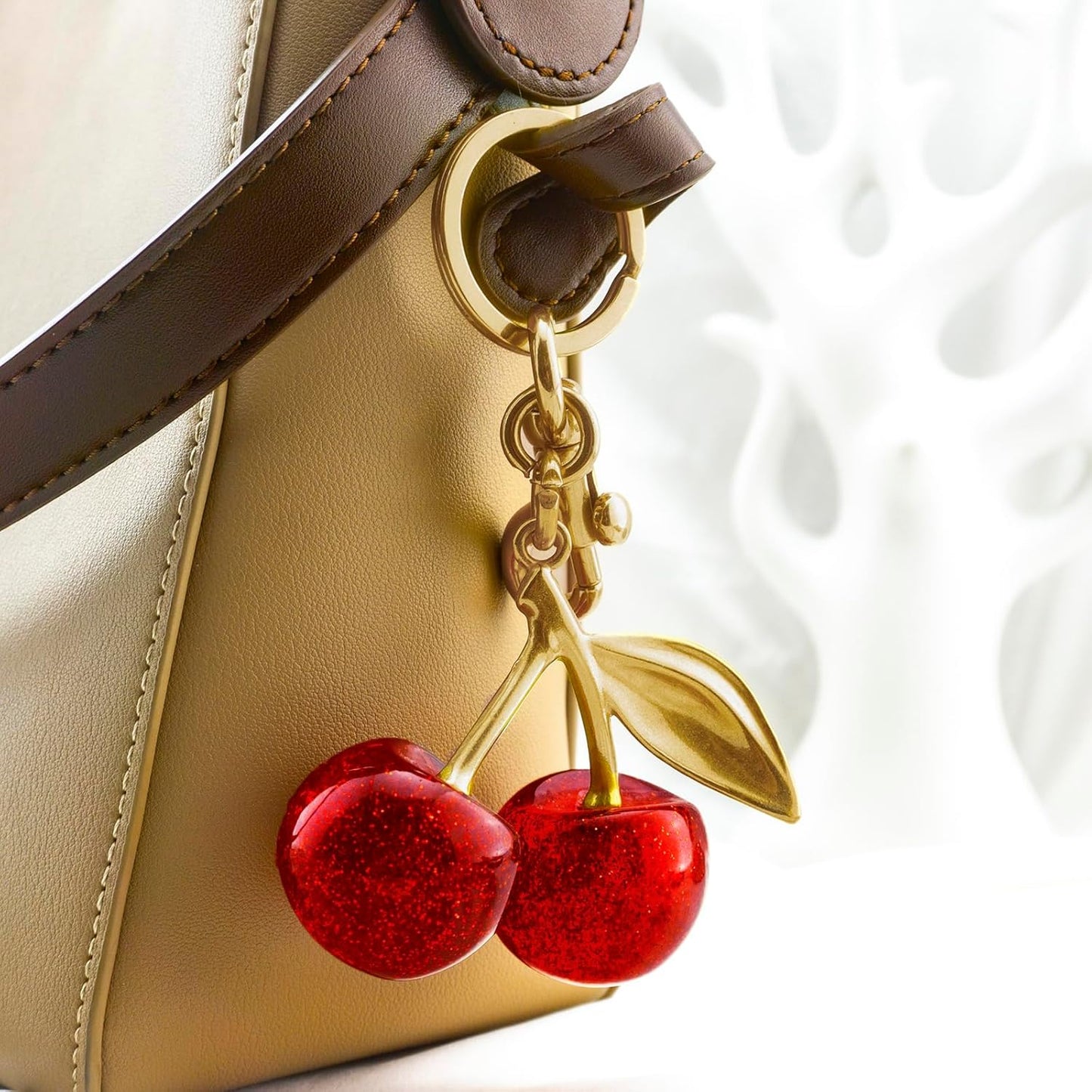 Cherry Bag Charm Purse Charms Keychain- Car Cherry Accessories Keychians Gifts for Women Mom Daughter Gifts Christmas Valentine Bag Accessory