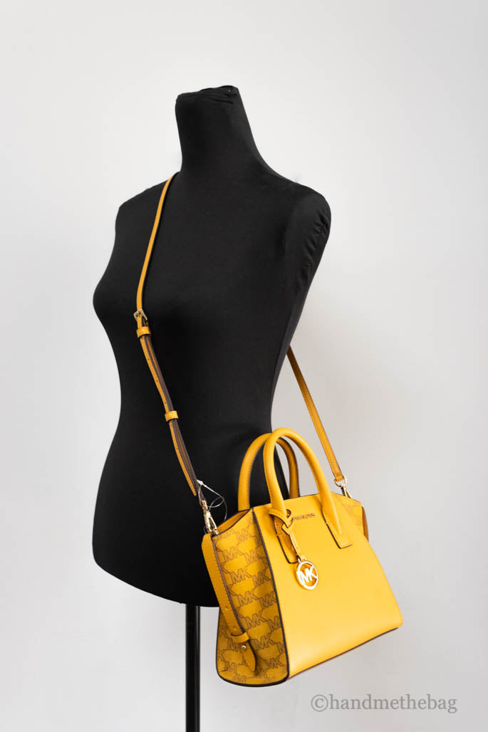 Michael Kors Avril Small Honeycomb Leather Suede Satchel