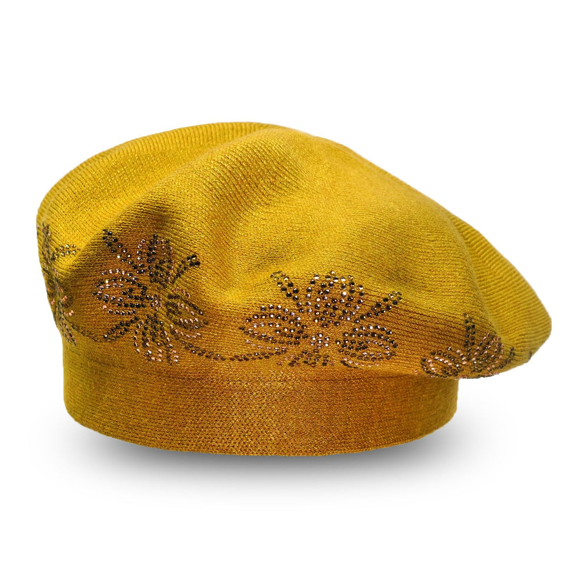 French Berets for Women with Bling Rhinestone French Paris Hat for Ladies Solid Color Knitting Artist Beanie Cap for Winter (A-7)