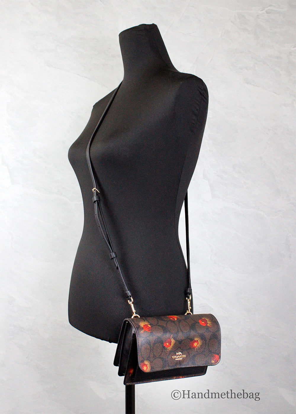 Coach Signature Coated Canvas Poppy Floral Foldover Crossbody Bag